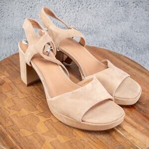 Madewell The Nadia Platform Sandal Womens 9 Tan Leather Chunky Heel Buckle